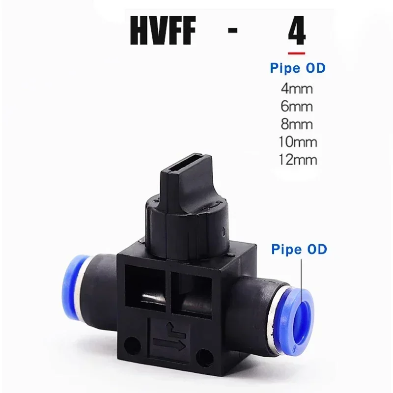10/50/200 PCS HVFF Air Manual Valve 4mm 6mm 8mm 10mm 12mm, Pneumatic Push In Quick Joint with Manual Current-Limiting Control