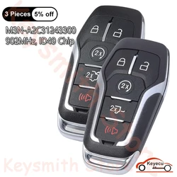 KEYECU 포드 퓨전 익스플로러 엣지 머스탱 F150 F250 F350 용 자동 스마트 원격 키 포브 M3N-A2C31243300, 5 버튼, 902MHz ID49 칩