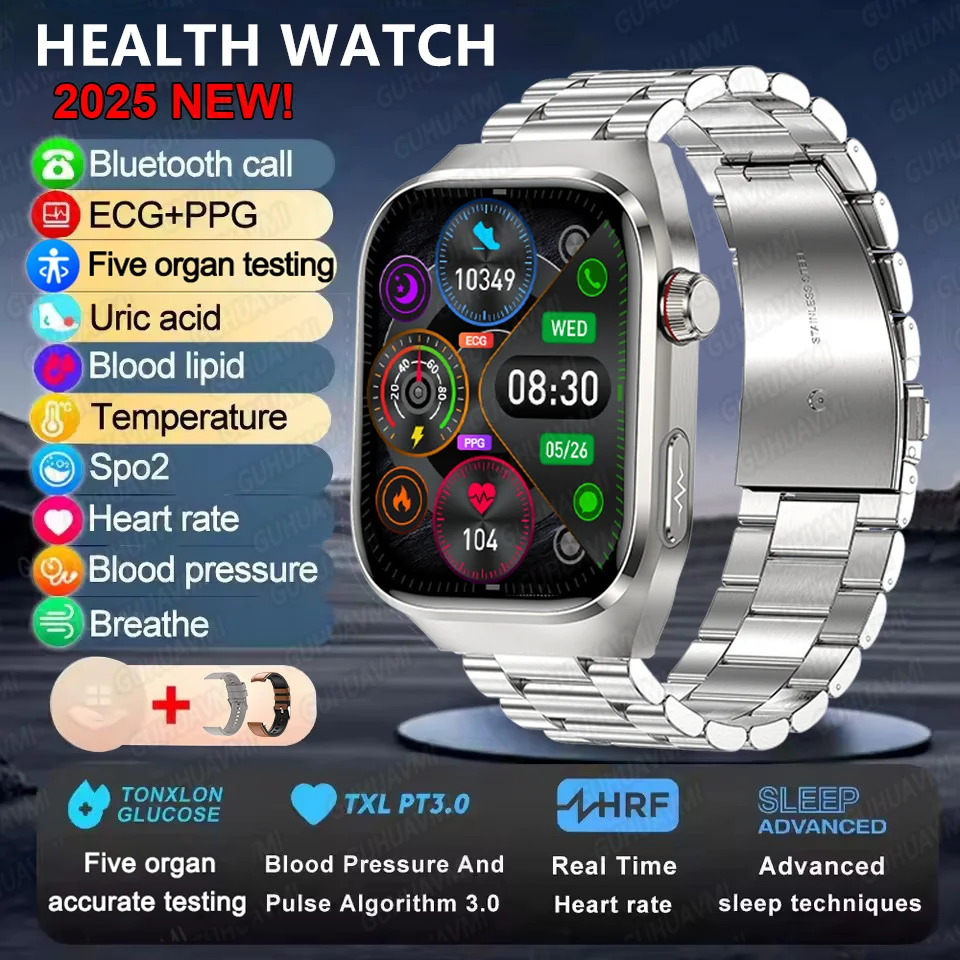 2025 New Smart Watch 2.04-inch AMOLED Screen Bluetooth Call IP68 Waterproof 650mA Sports Smartwatches Men Android Military-Grade