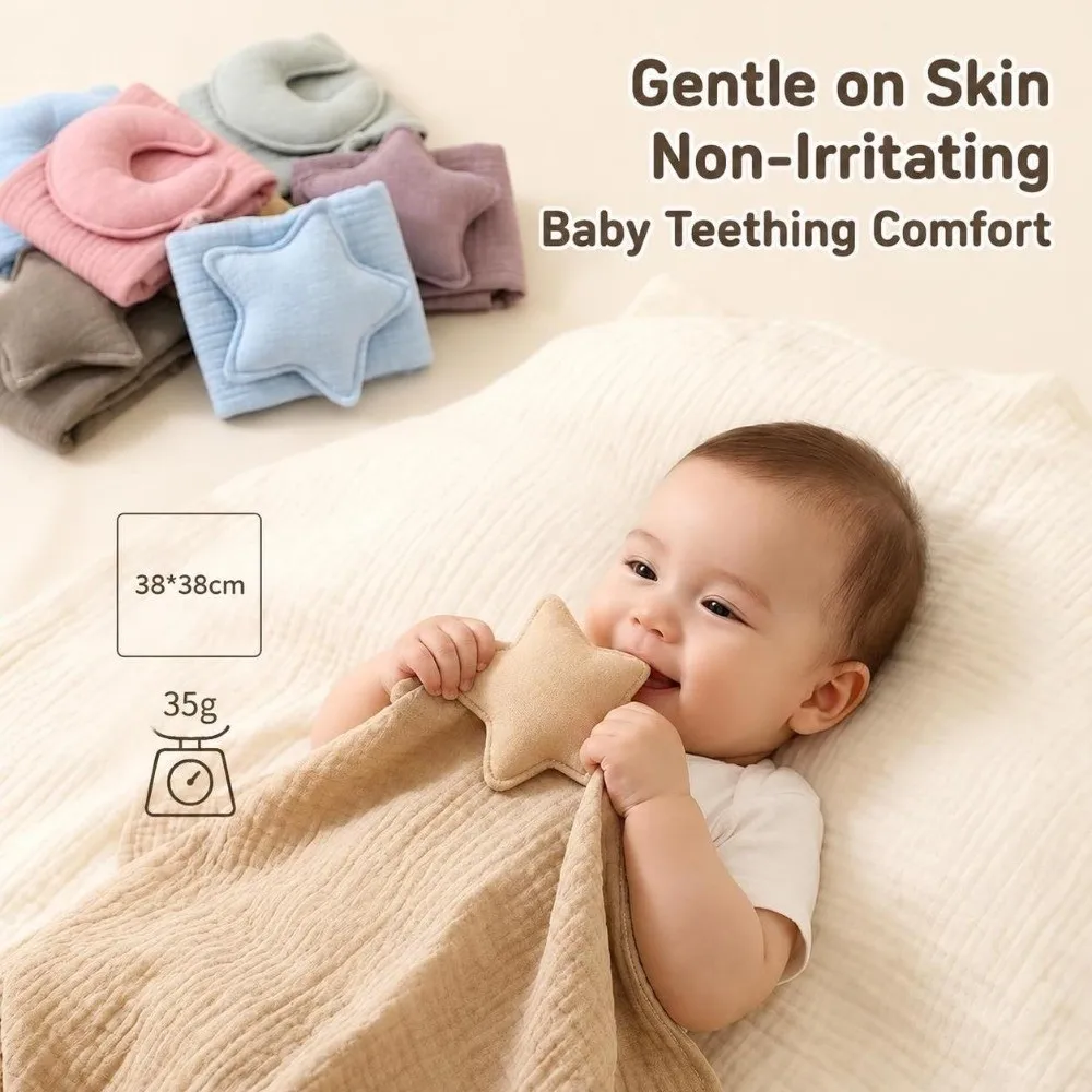 A Class Baby Security Blanket Pure Cotton Chewable Baby Comfort Blanket Star Moon Shape Baby Teething Toy Teething Baby Comfort