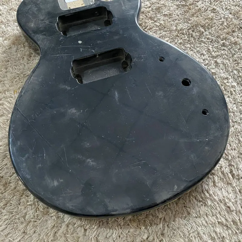 Unfinished Electric Guitar LP Guitar Body Black Color Solid Basswood Bolt-on DIY&Replacement Guitar Parts TB620