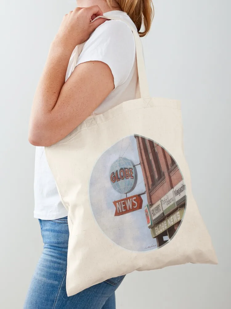 Superior Globe Retro News Tote Bag Gift bags bag for beach Fabric bag supermarket folding Canvas Tote