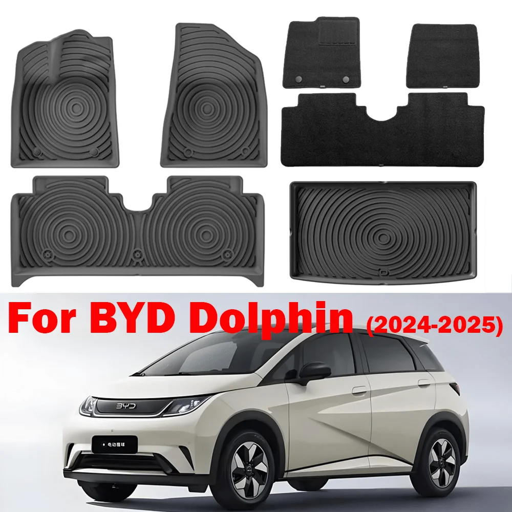 

Для BYD Dolphin 2024 2025 TPE 3D автомобильные коврики для багажника, коврик для багажника, коврик для ног без запаха, набор лотков, водонепроницаемый, черный, левый, резиновый