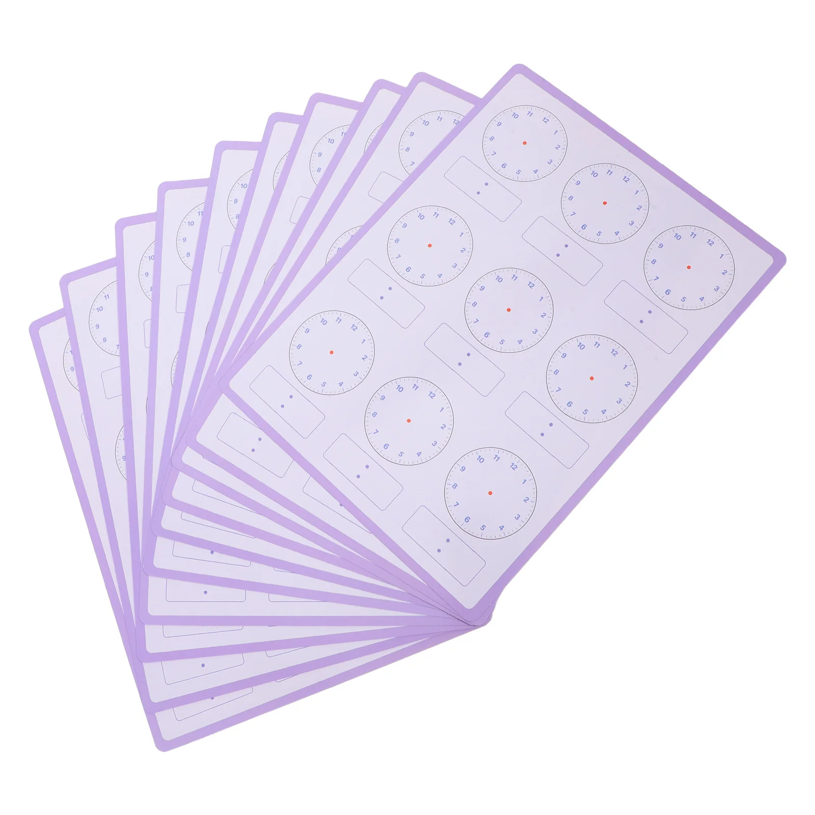 

10 Sheets Dual Sided Clock Paper Reusable Erasable Dry Erase Time Teaching Sheets for Early Learning Time Teaching Tool