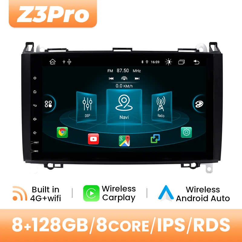 Android 14 Autoradio Multimedia Voor Mercedes Sprinter W906 Benz B200 EEN B Klasse W245 W169 Viano Vito W639 8GB 128GB GPS 4G Wifi