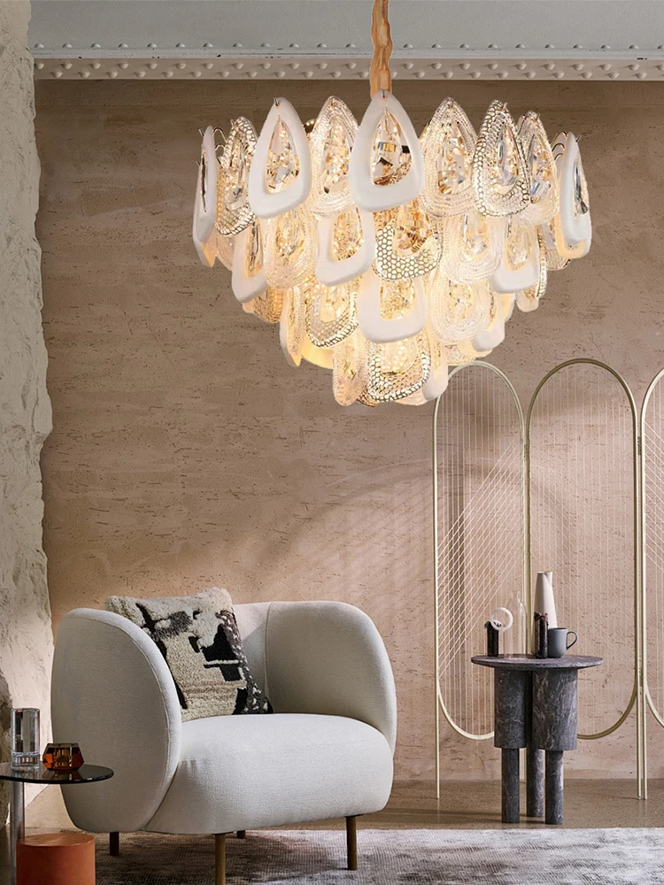 Ceramic Art Living Room Decorative Chandeliers Designer Luxury Crystal Glass Lighting Fixture LED Foyer Ceiling Villa Taper Lamp