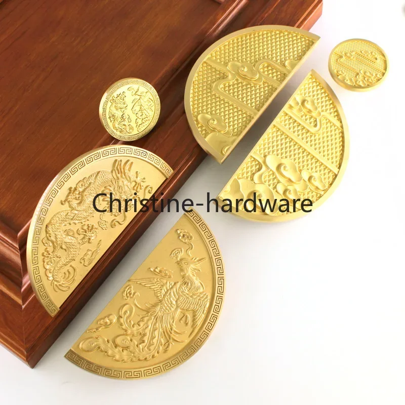 

1 комплект китайских ручек для шкафа, латунные ручки для шкафа, ручки для ящиков, антикварная фурнитура для мебели