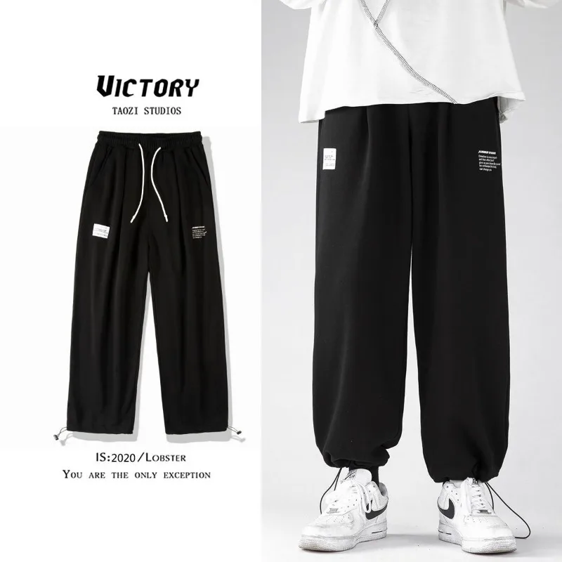 

Классические универсальные спортивные спортивные штаны, мужские модные брендовые свободные брюки с прямыми штанинами на шнурке, модные зимние повседневные брюки