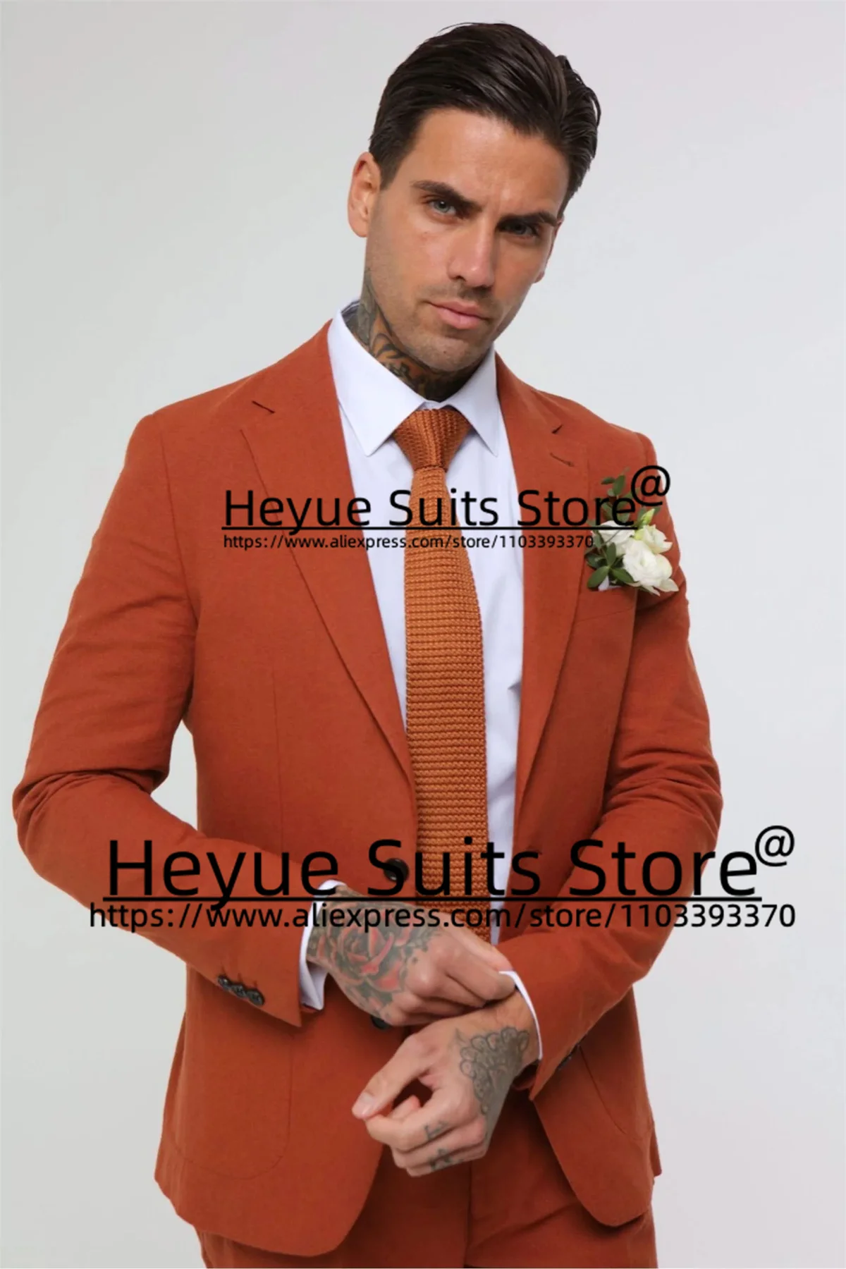 

Orange Casual Classic Men Suits Tailor Made Slim Notched Lapel Groom Tuxedos 2Pieces Sets Hadsome Male Blazer trajes para hombre