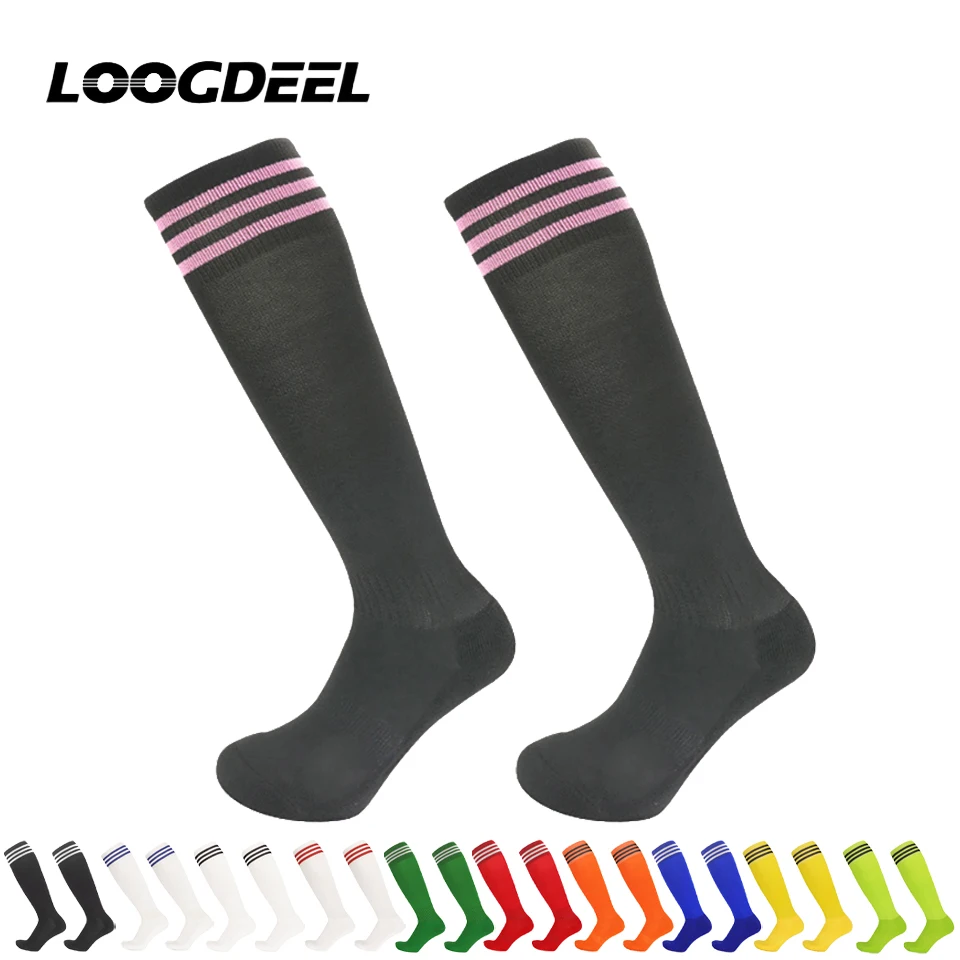 

Loogdeel 1Pair Thin Professional Football Socks With Three Stripes Towel Bottom Non-slip Long Tube Socks Outdoor Sports Socks