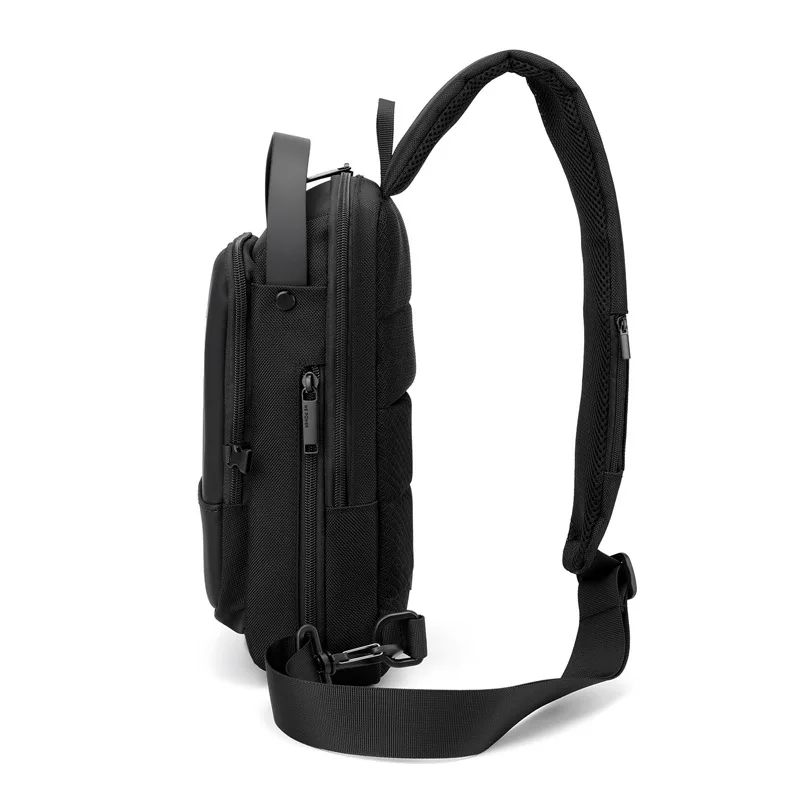 Sac de poitrine à chargement USB pour homme, poche pour téléphone, sac banane initié à la bandoulière, sac à main pour homme, extérieur, cou, côté,