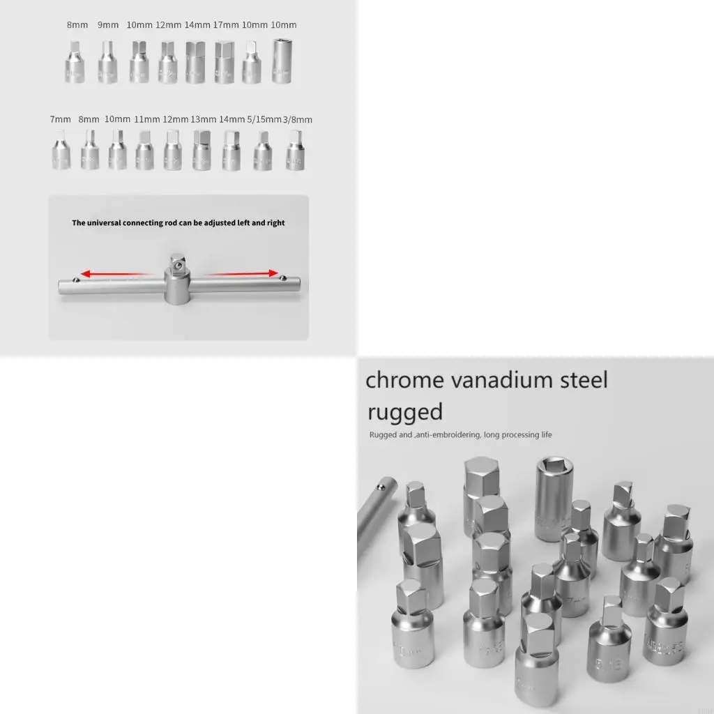 

Multiple Size 18pc Socket Wrench Set Antislip Handles Storage Case For Car Maintenance