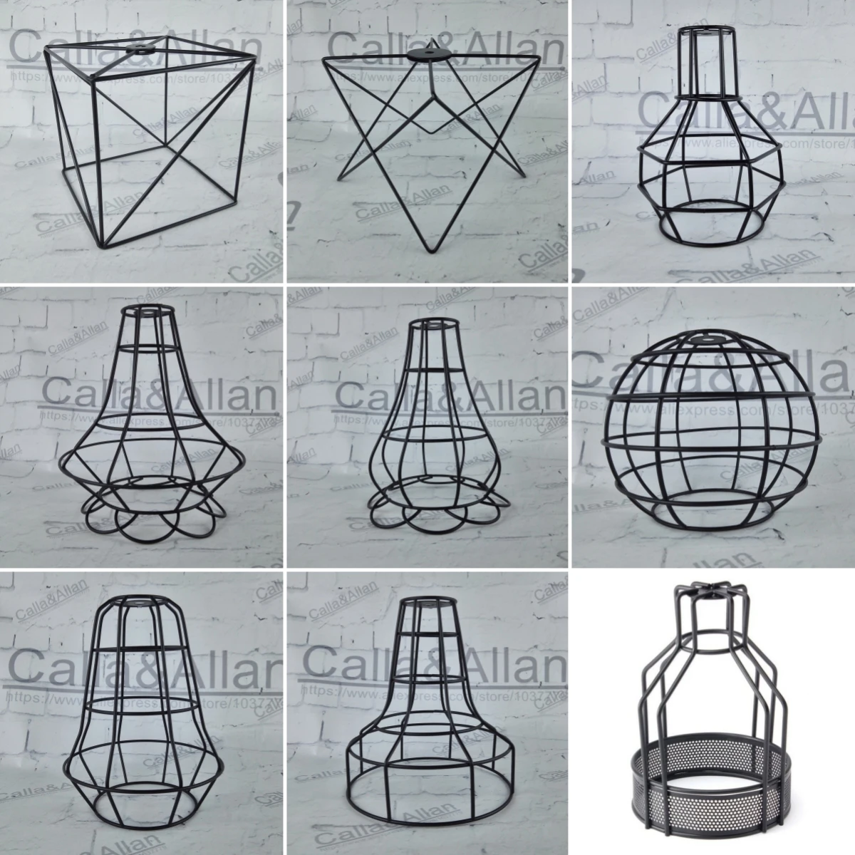 Vintage industrial style creative minimalist cage clothing store personalized iron lampshade shell DIY lighting accessories