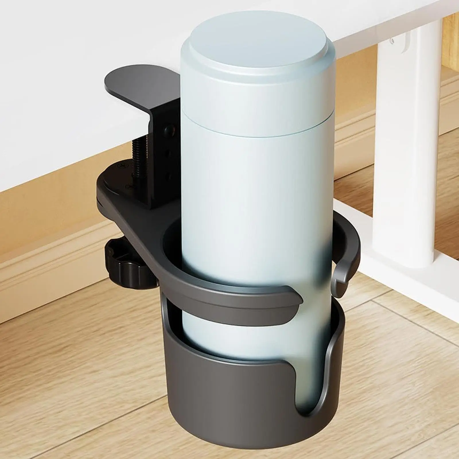 

Rotating Desk Cup Holder Adjustable Space Saving Multifunctional Easy