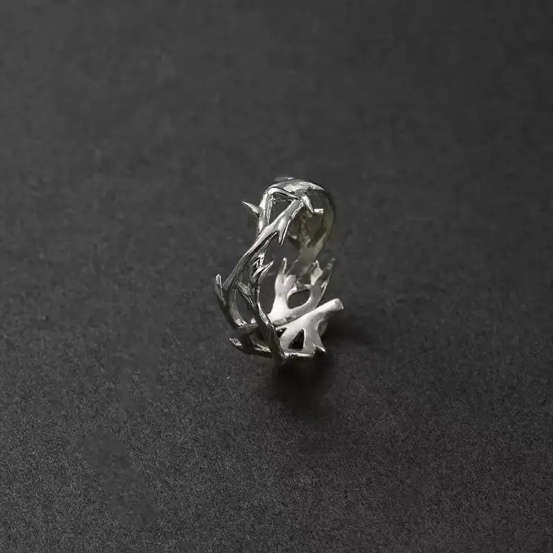 1PCS Fashionable And Simple Retro Men's And Women's Antique Silver Rings With Branches And thorns, Couple Ring Gifts, Fashionabl