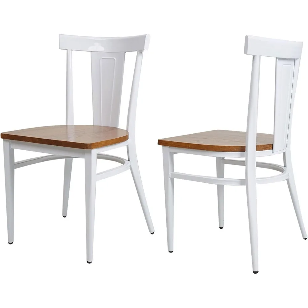 

Heavy Duty Dining Room Chair Set of 2, Commercial Stackable Chairs with Wood Seat and Metal Frame, 500lbs Capacity,