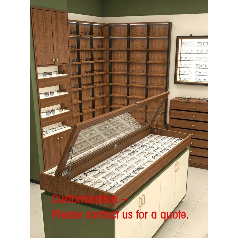 

custom.Bespoke Mobile Floor Standing Optical Display Stand Eyewear Sunglasses LED Lighting Heavy Duty High Quality Wooden Va