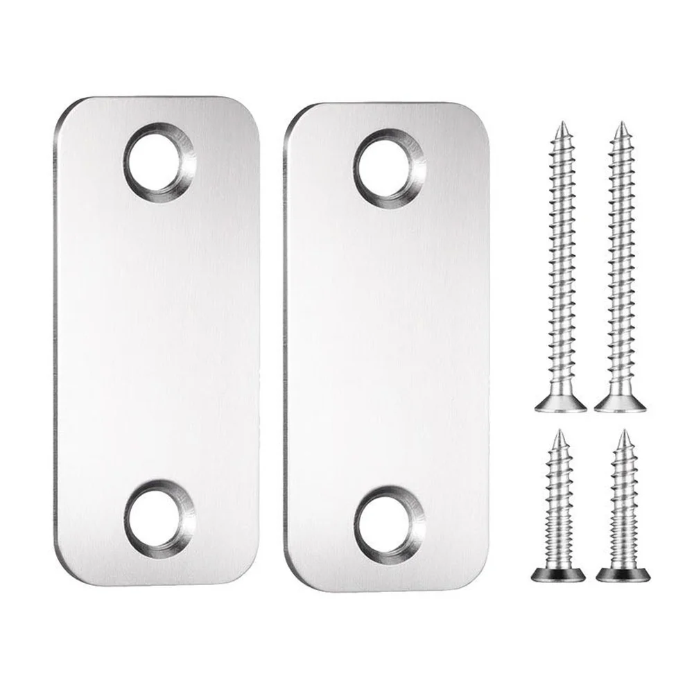 2 Set Stainless Steel Door Edge Filler Panels 304 Grade for Door Strike Plate and Latch Hole Coverage and Reinforcement