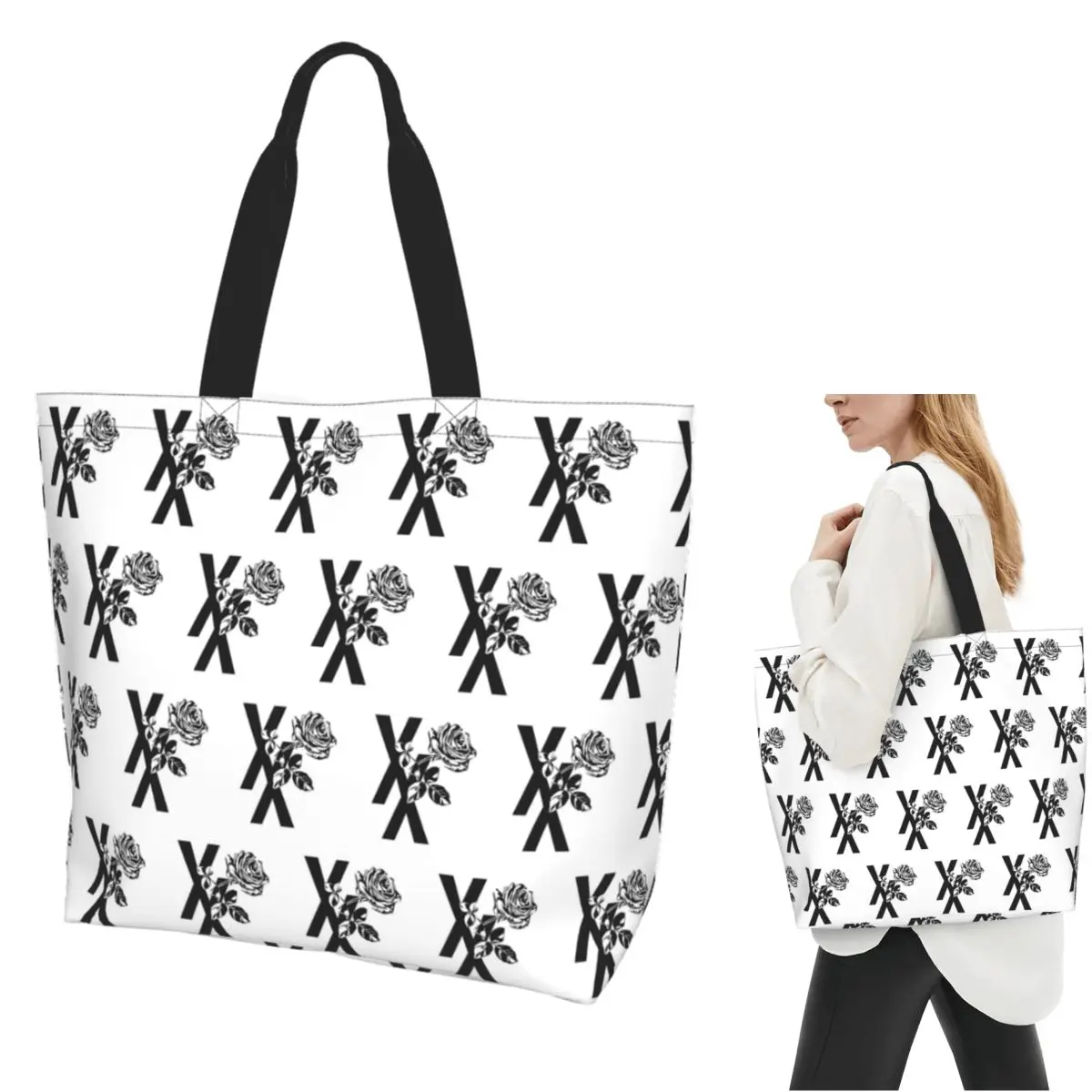 Lost Americana MGK Shopping Tote Bag Canvas Large Capacity Shoulder Bags Shopper Grocery Handbag for Women