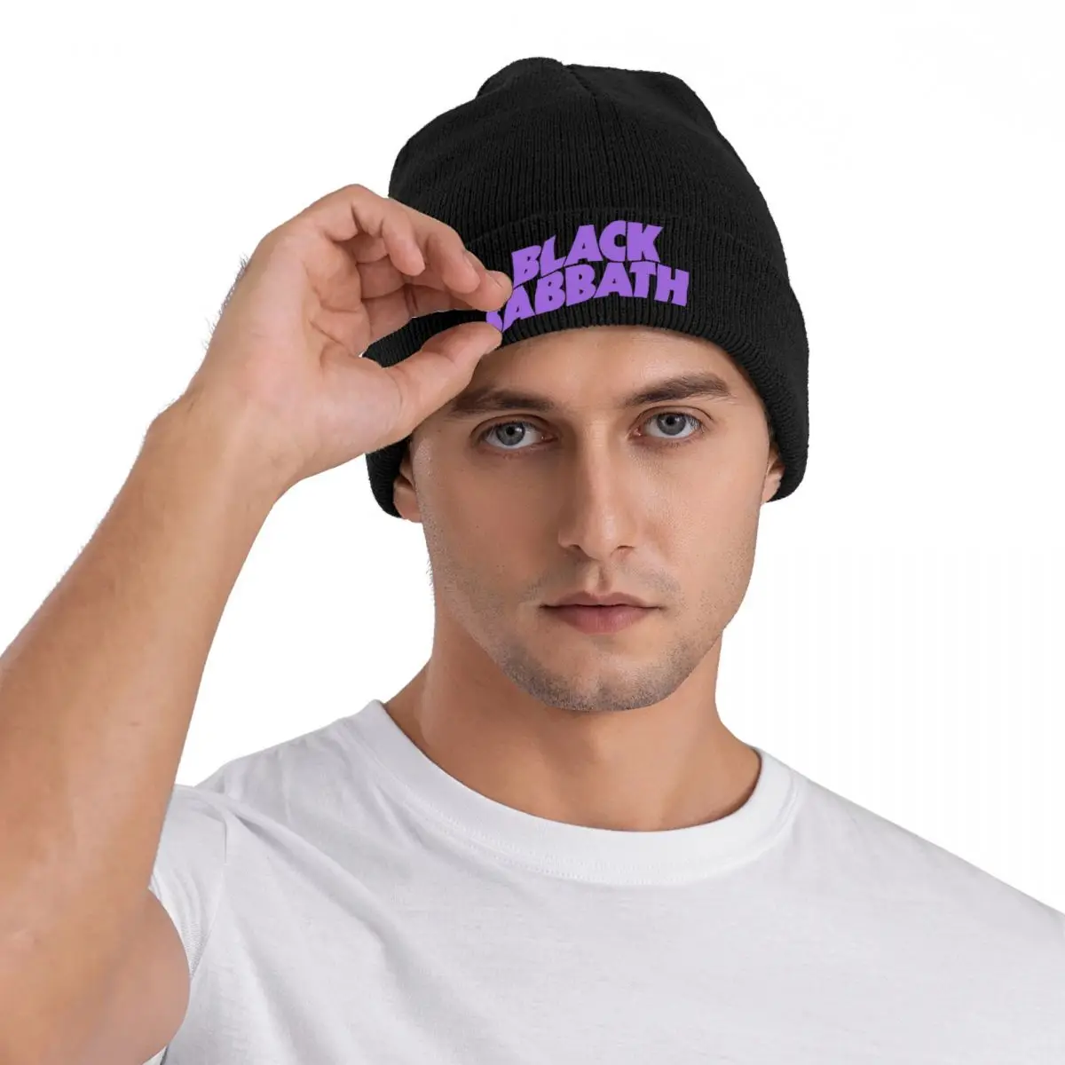 Sabbthe Music malha chapéu para homens e mulheres, Gorros acrílicos quentes, boné de rocha, preto, outono, inverno, moda