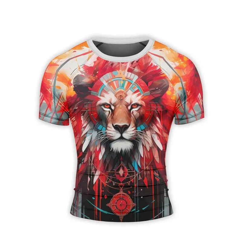 3D Printed Recover Fully Workout T-Shirt New Daily Gym T-Shirt Animal Tiger Graphic Quick Dry Short Sleeves Muscle Man Tshirts