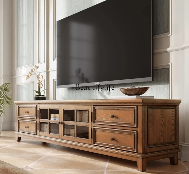 미국 단단한 나무 TV 캐비닛 거실 작은 아파트 복고풍 작은 미국 컨트리 스타일