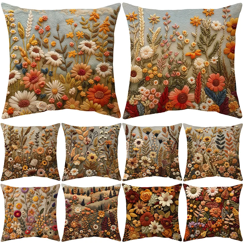 VIKAMA Vintage Floral Kissenbezug Bohemian Doppelseitiger Druck Wohnzimmer Sofa Kissenbezug Schlafzimmer Kissenbezug Home Decor