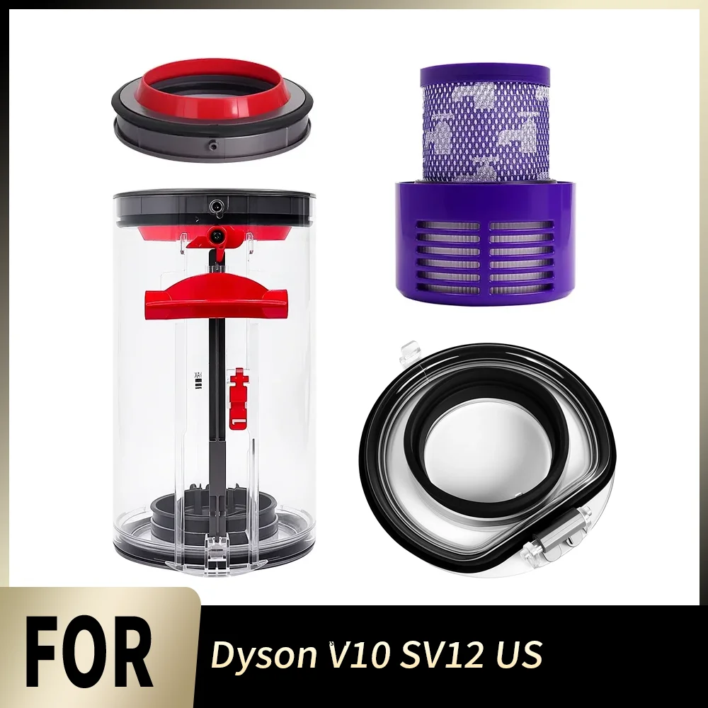 Upgraded Dust Canister For Dyson V10 SV12 US Vacuum Cleaner HEPA Filter Dust Bin Lid Fixed Dust Cup Spare Part