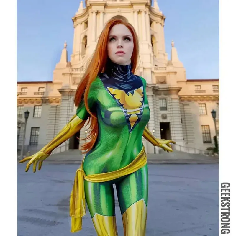 Adulti bambini Dark Phoenix costume cosplay Rosso Nero Verde Bianco Jean Grigio Vestito X-Men supereroe zentai tuta Tuta di Halloween