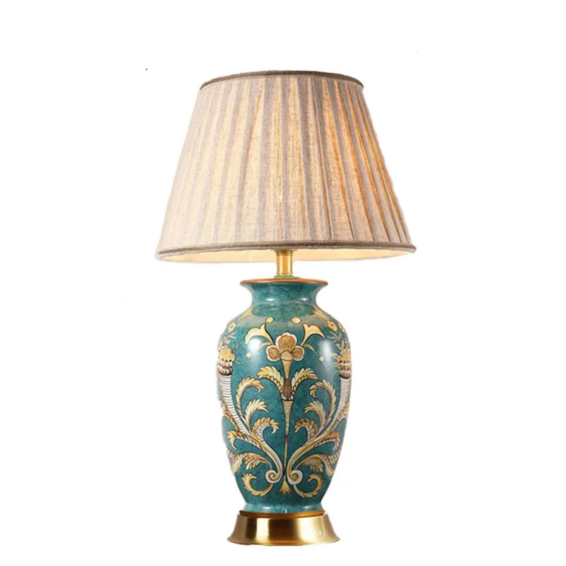 American retro hand-painted flower and bird ceramic table lamp large living room side several bedrooms bedside lamp luxury moder