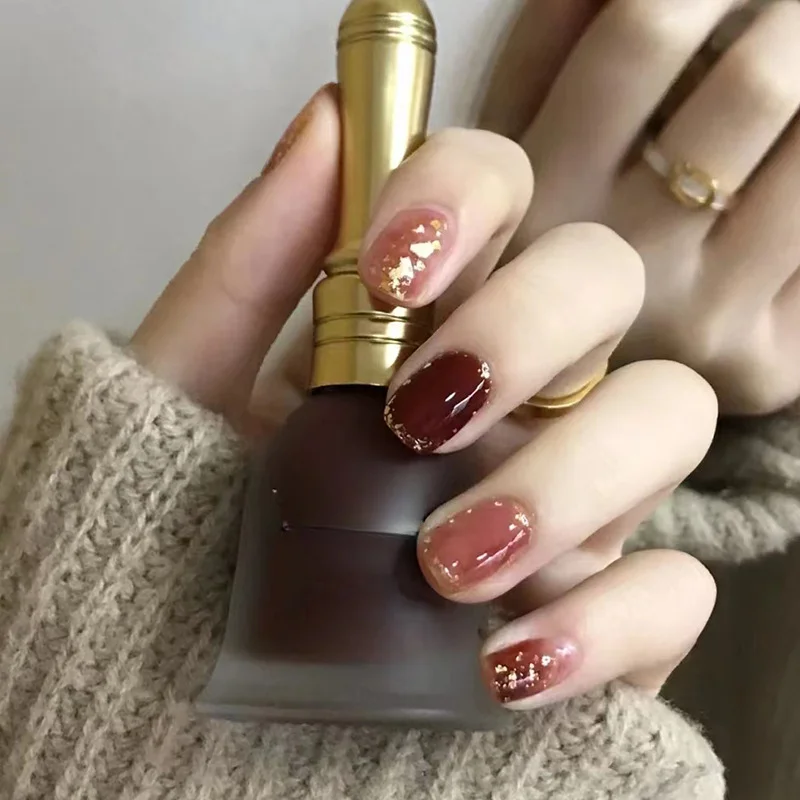 24 stücke Kürbis rote Presse in Nägeln elegante kurze quadratische Acryl presse auf Nägeln koreanischen Stil falsche Nägel mit Kleber Nail Art Herbst