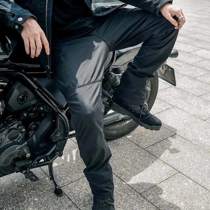 DUHAN Motorcycle Pants Waterproof Retro Casual Motorbike Work Pants Anti Fall Moto Riding Pants Men Removable Protective Gear
