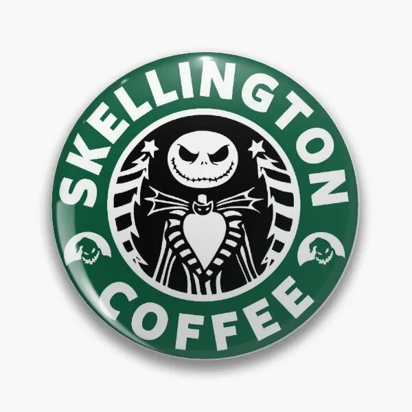 Skellington Coffee  Soft Button Pin Women Cartoon Creative Brooch Clothes Lapel Pin Gift Funny Collar Badge Fashion Hat Cute