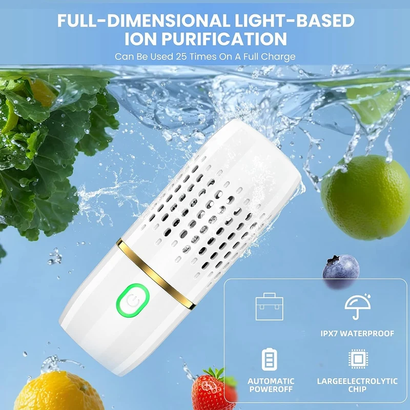 1Set Fruit And Vegetable Washing Machine Kitchen Gadget Food Purifier White For Deep Cleaning