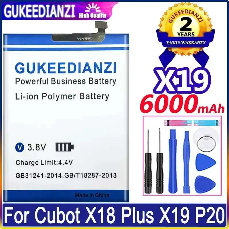 

Reliable Replacement For Cubot X18 Plus X19 P20 6000Mah Mobile Phone Battery