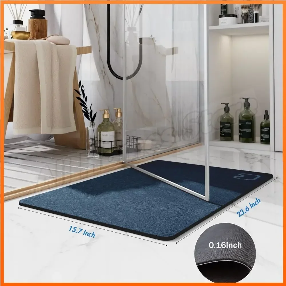 Diatomaceous Earth Bath Mat 40x60cm Super Absorbent Quick Drying Double Sided Non-Slip Diatomite Bath Mat Clean-Great Bathroom