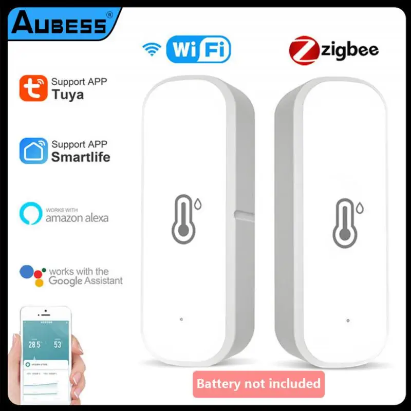 AUBESS Tuya WiFi Temperature Humidity Sensor Home Connected Thermometer Compatible With Smart New Life Alexa Google Assistant