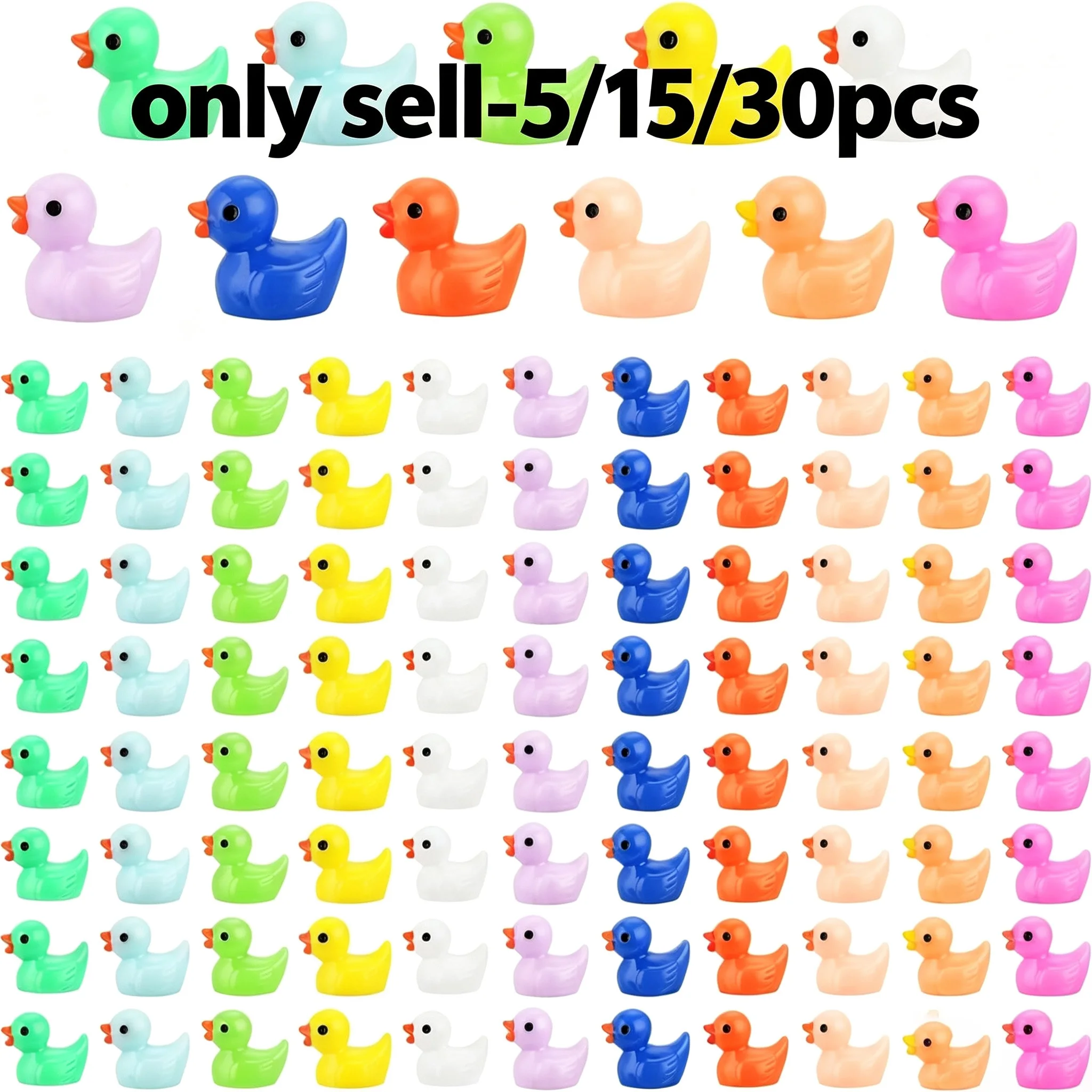 Mini Resin Ducklings Set 5/15/30pcs Bulk Small Ducks for Pot Plant Miniature Decor Garden Decor DIY Slime Kit Craft Ornaments Pa
