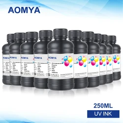 Aomya 250 ml UV-Tinte für Epson R1390 R2000 1800 R1900 T50 L805 L800 L1800 für DX5 DX7 TX800 XP600 Druckkopf/UV-modifizierter Drucker