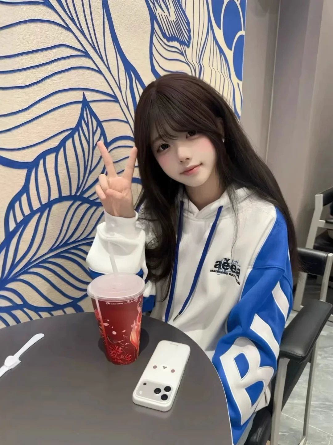 Chinese Trendy Brand Color Block High Street Letter Embroidery Hoodie Women's Autumn Winter Loose Fit Couple's  Junior H...