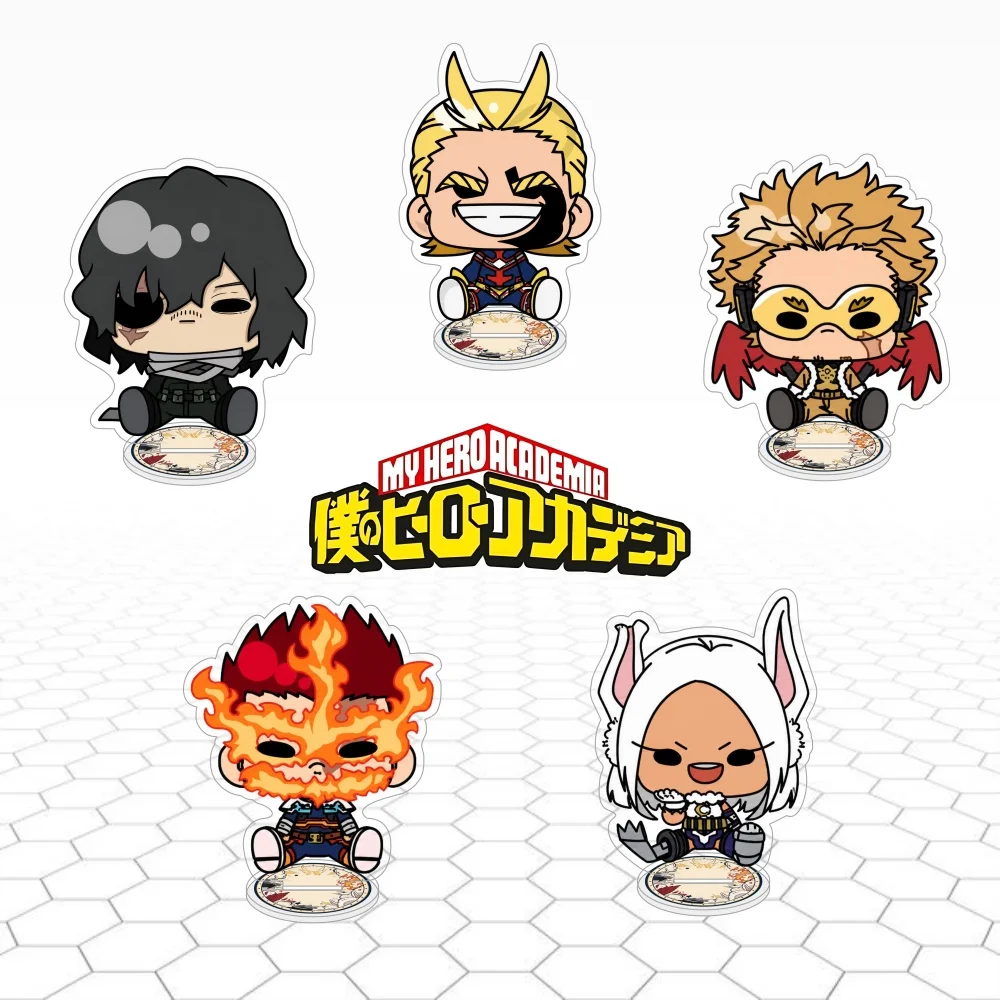 Anime My Hero Academia Chibi 10cm Acrylic keychain Stand All Might Hawks Aizawa Table Decor Gift