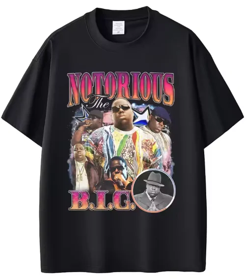 Rapper The Notorious Big Graphic T-shirt Biggie Smalls Print T Shirts Men Hip Hop Fashion Tees Male Cotton Oversized T-shirts