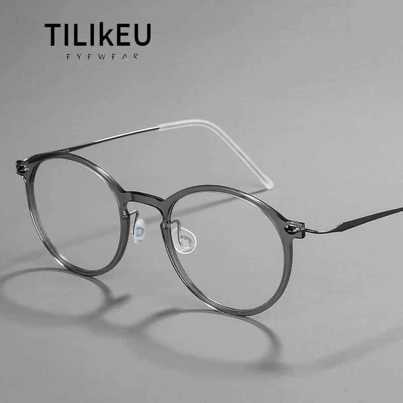 

Denmark Brand Ultra-Light 4.4g Designer Nylon Titanium Round Glasses Frame Men Women Retro Small Face Screwless Eyeglasses Gafas