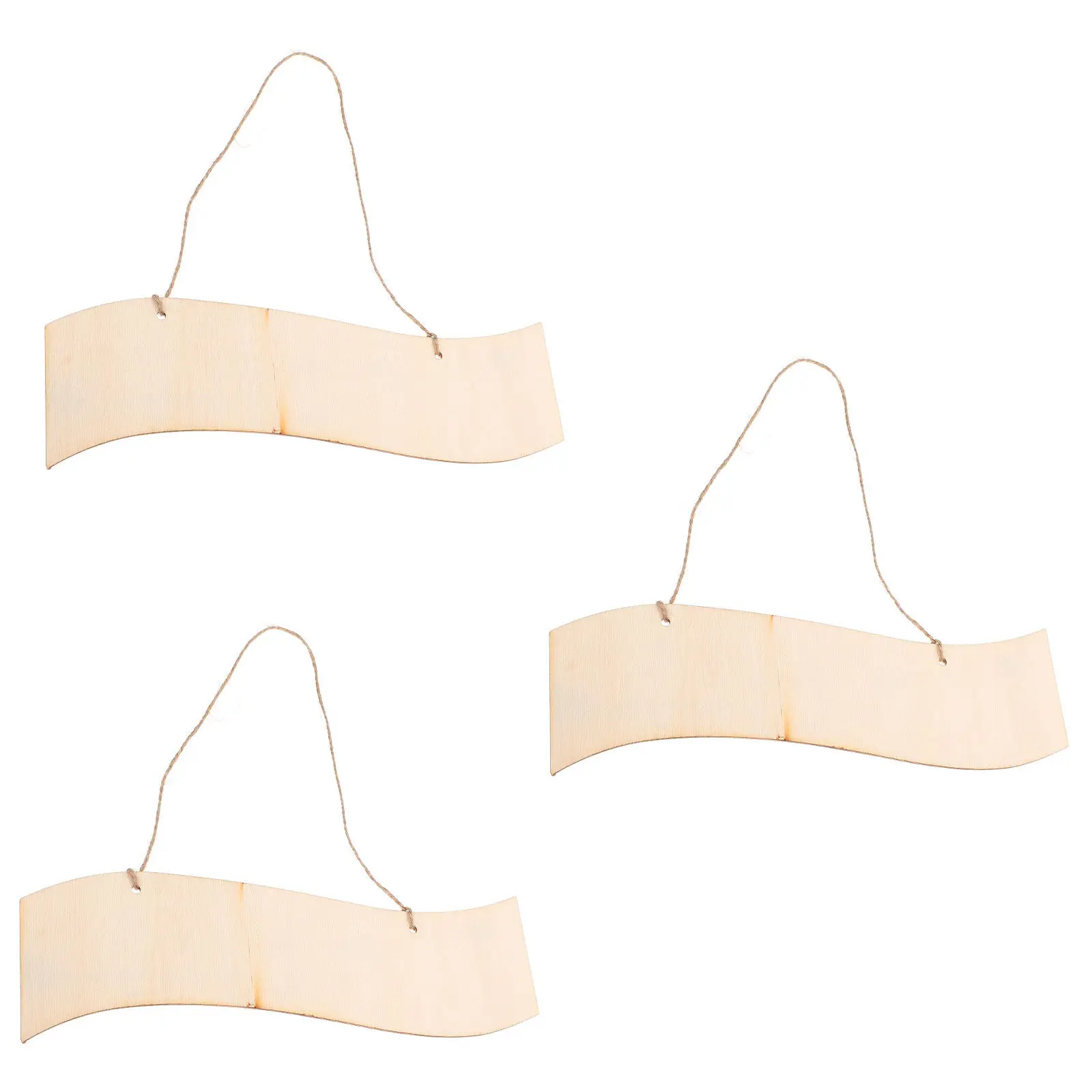 Unfinished Wooden Hanging Signs 3 Piece Blank Plaques for DIY Painting Wedding Party Door Decor Photo Props