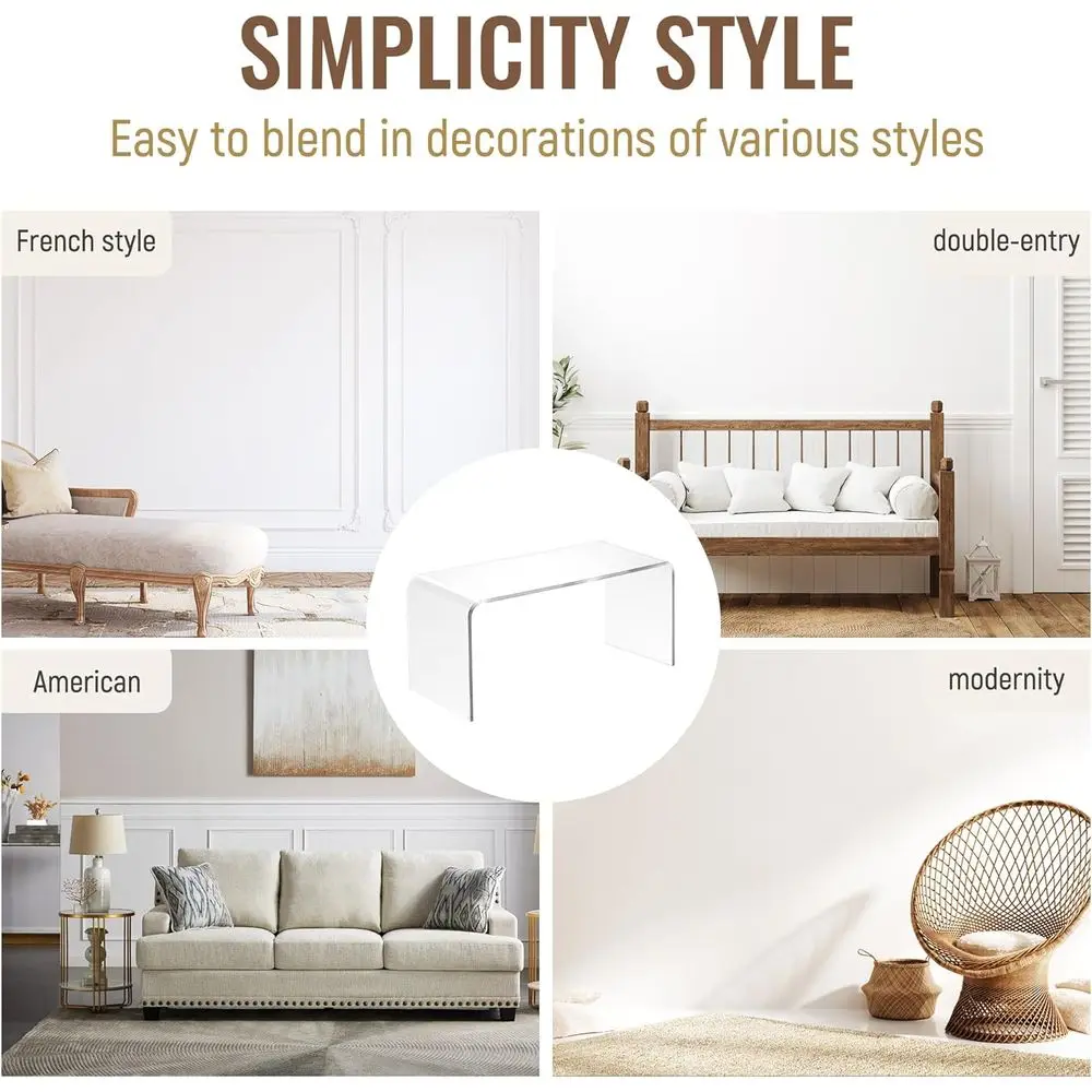 طاولة قهوة أكريليك سميكة 0.6، طاولة قهوة مستطيلة طويلة 39.25، شفافة