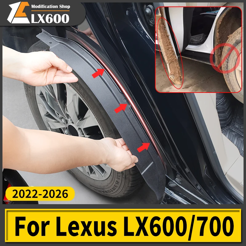 

For 2022-2026 Toyota Lexus 600 700 LX600 LX700 Rear Mud Flaps Anti-Splash Paint Protection No Drill Car Styling Accessories