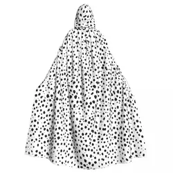 Dalmatian Spots Black And White Polka Dots Long Hooded Cloak Witch Medieval Costume Cosplay Cape HalloweenVampire Adult Unisex
