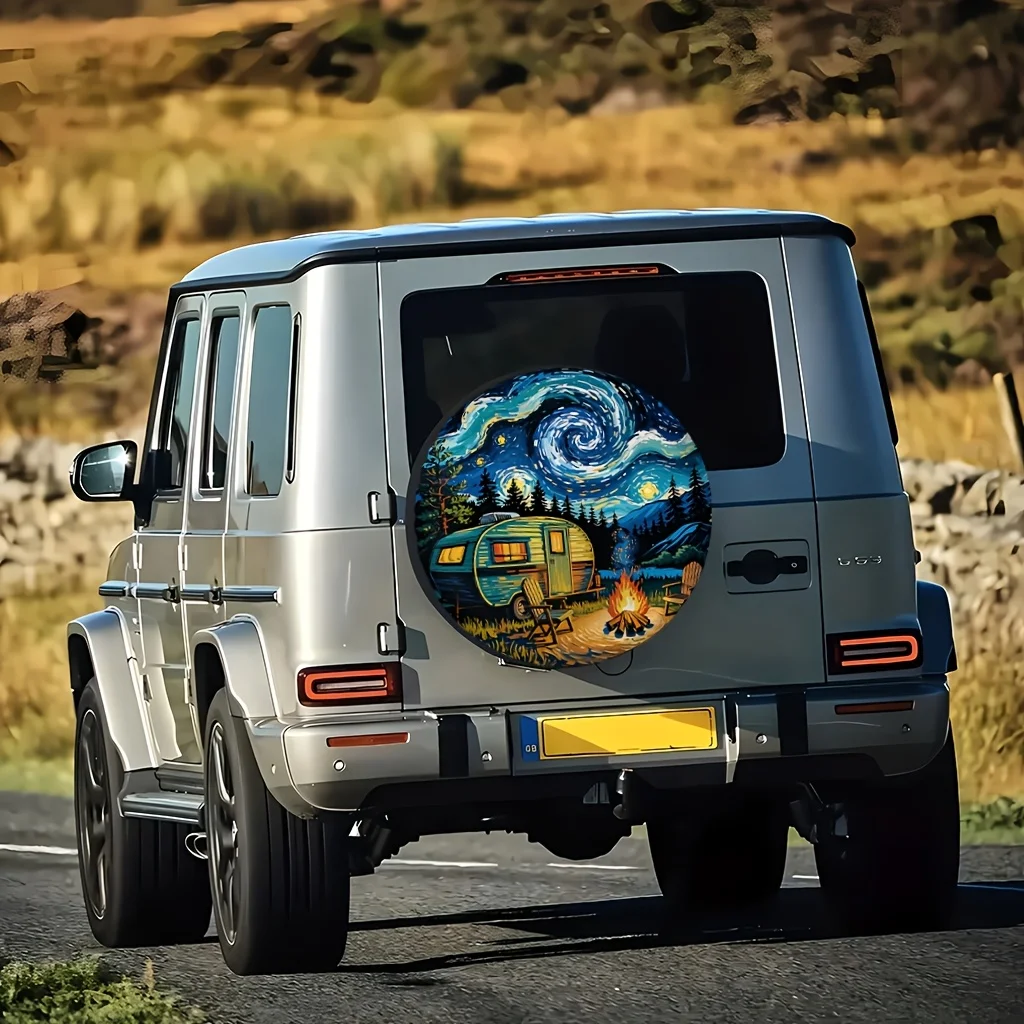 1pc Fashion | Simple | Fun Pattern Printed Spare Tire Cover For Cars, Suitable For Cars, Jeeps, And SUVs, Protects Tires, Fully