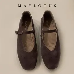 Brand New Women Suede Leather Flats Round Toe Shallow Mary Jeans Casual Ballet Shoes Soft Leather Eelgant Dress Shoes Mujer Size
