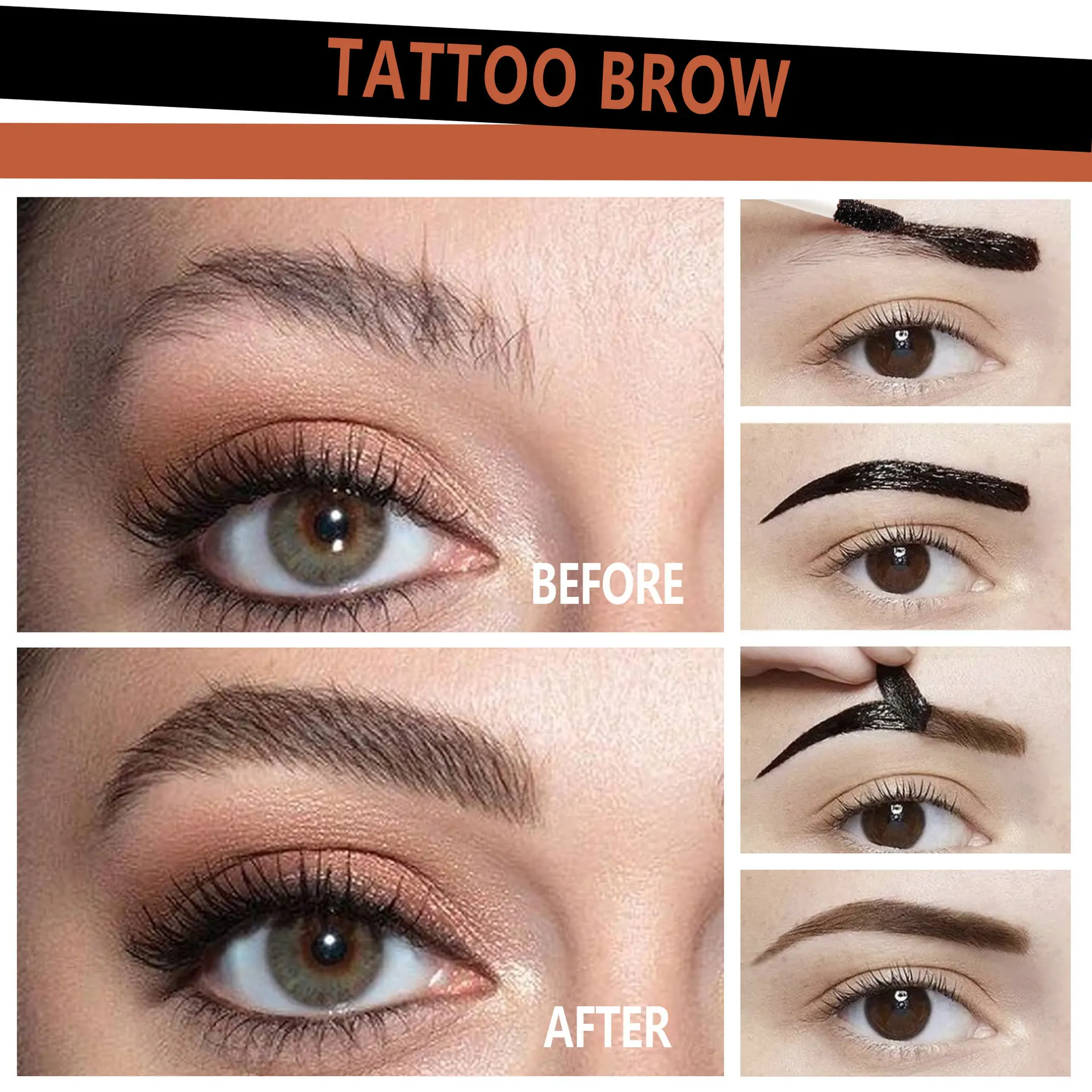 Peel Off Tattoo Brow Wenkbrauwgel Langdurig Vlekvrij Waterdicht Transpiratie Gemakkelijk te dragen 3-kleuren Wenkbrauw Tint Make-up Cosmetica